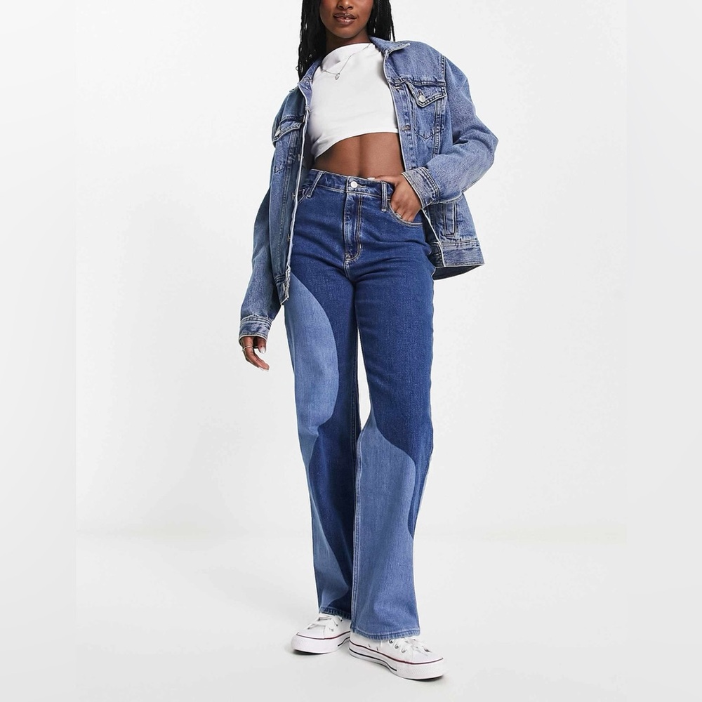 Hollister High Rise Swirl Patchwork Dad Jeans